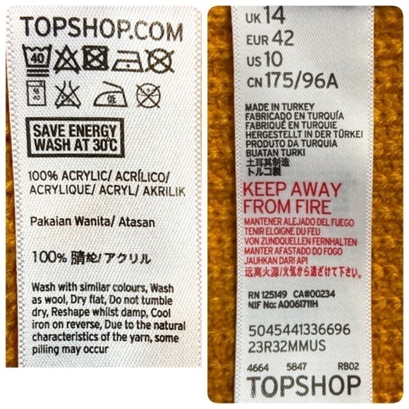 Topshop Mustard Yellow Marigold Lace-Up Back Sweater Boxy Balloon Sleeves Knit - Picture 6 of 7